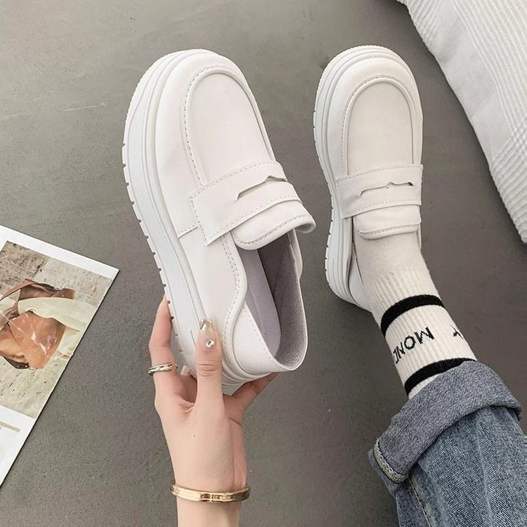 Damen Sneaker Slip-On mit dicker Sohle und Schnalle
