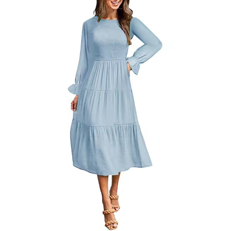 Elegantes Damen Maxikleid mit Rüschen Lang