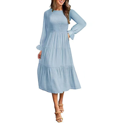 Elegantes Damen Maxikleid mit Rüschen Lang