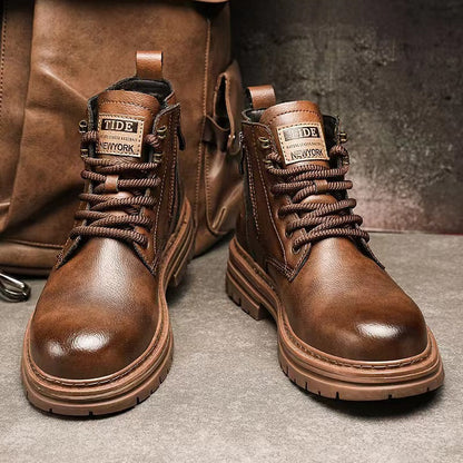Damen Lederstiefeletten Braun Schnürsenkel