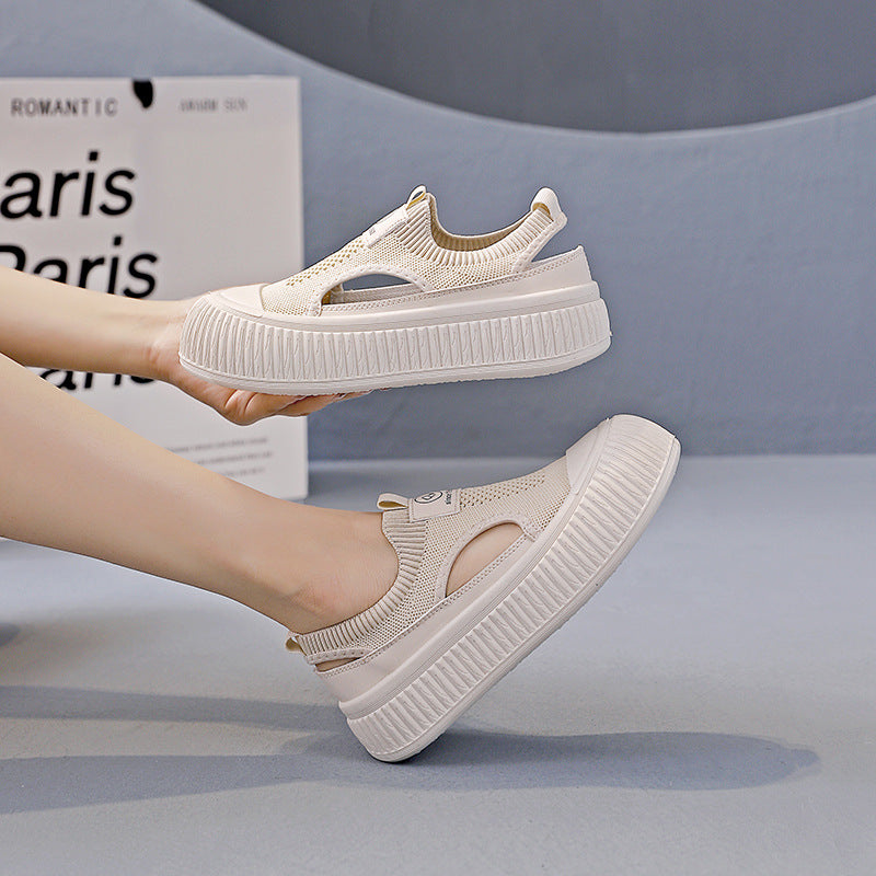 Damen Plattform Sneaker Elastisch Sportlich