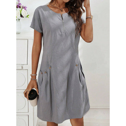 Damen Freizeitkleid Reißverschluss Bequem