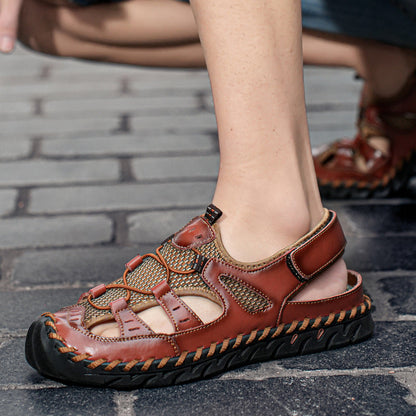Damen Leder-Sandalen Sportlich Atmungsaktiv Rutschfest