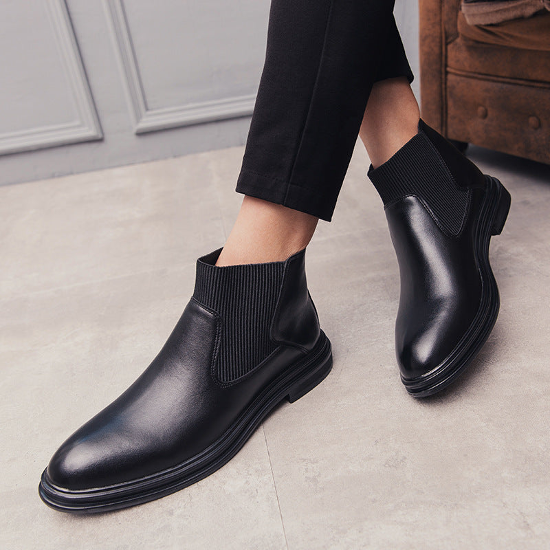 Damen Chelsea Stiefel Elegantes Leder Schnellverschluss