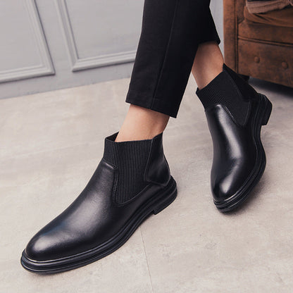 Damen Chelsea Stiefel Elegantes Leder Schnellverschluss