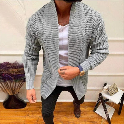 Herren Strickjacke Tiefkragen Modern Struktur Optik