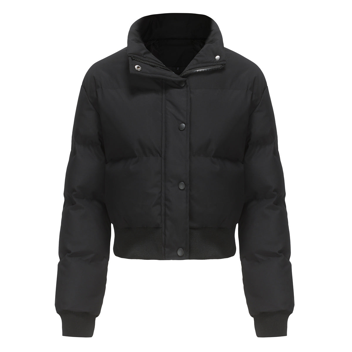 Damen Steppjacke Cropped mit Kragen und Druckknöpfen