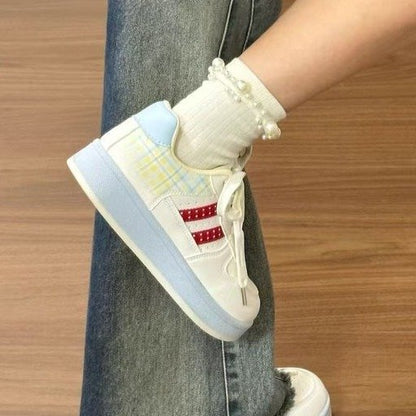 Damen Sneaker Karomuster Komfortsohle