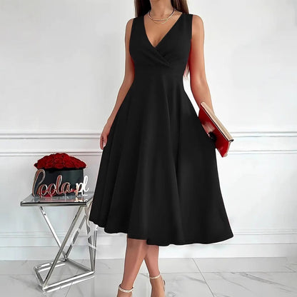 Damen Wickelkleid A-Linie V-Ausschnitt