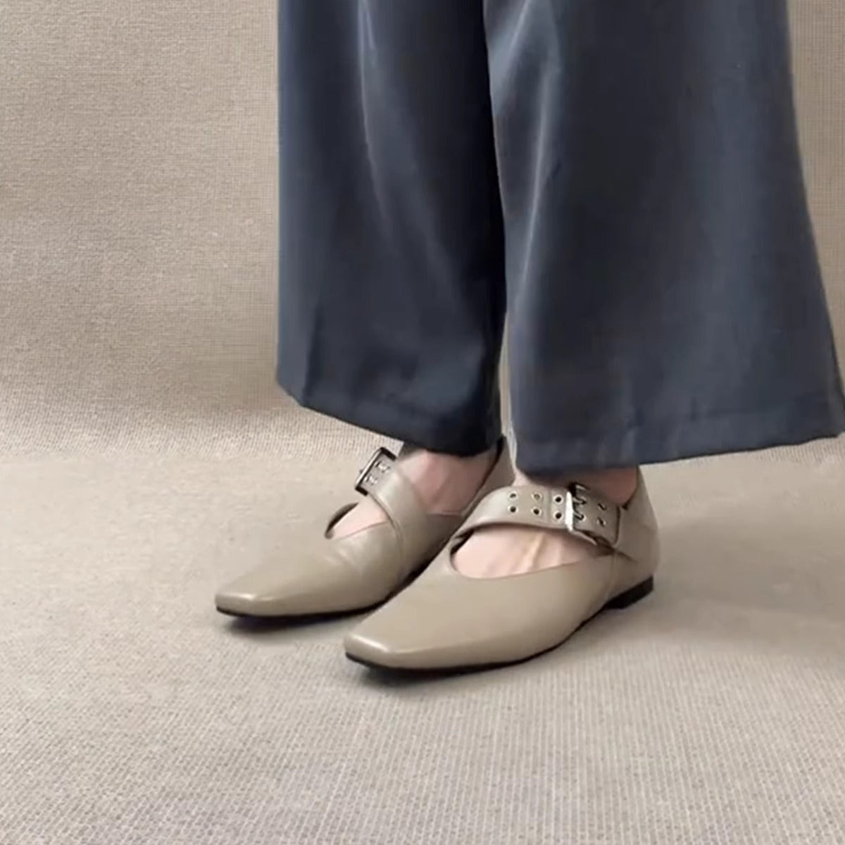 Damen Slingbacks Elegant Quadratzehen Riemen