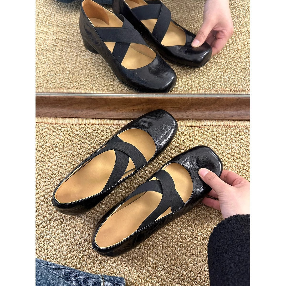 Damen Ballerinas Elastisch Glänzend - Norvielle