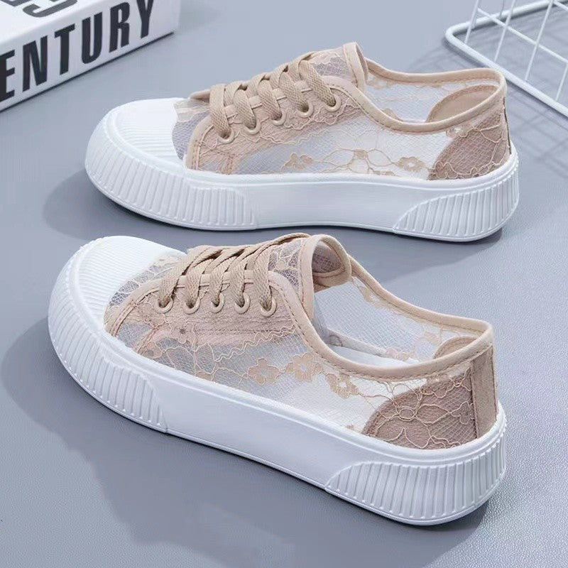 Damen Sneaker Spitze Weich Komfortabel Schwarz - Norvielle