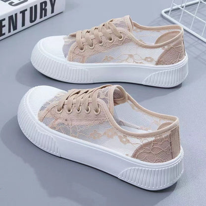 Damen Sneaker Spitze Weich Komfortabel Schwarz - Norvielle