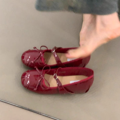 Damen Ballerinas Lackleder Elegant