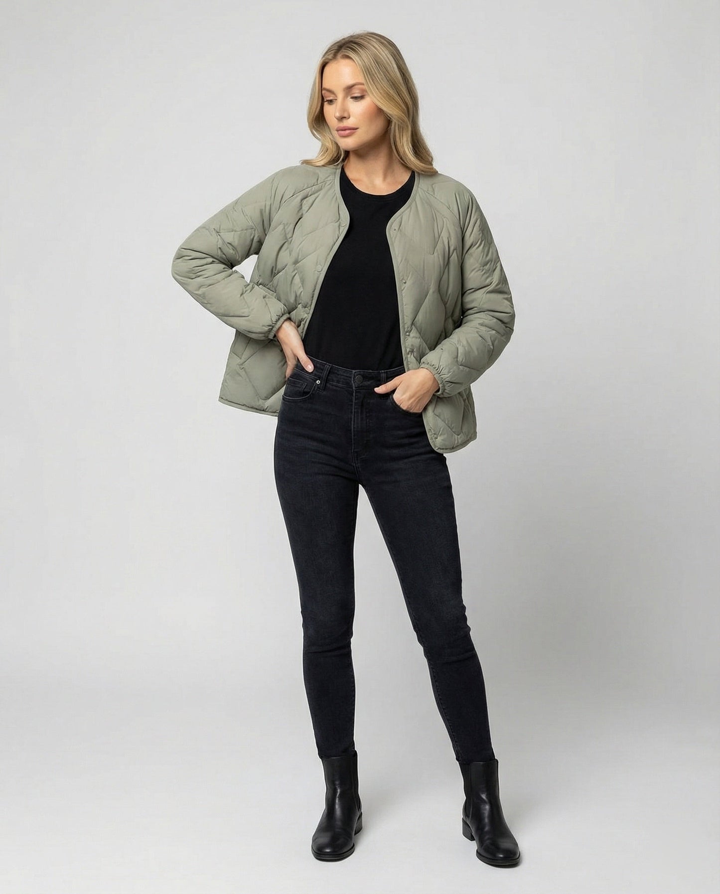 Damen Steppjacke Kurz Leicht Daunenjacke