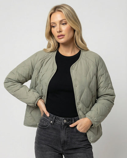 Damen Steppjacke Kurz Leicht Daunenjacke Schwarz - Norvielle