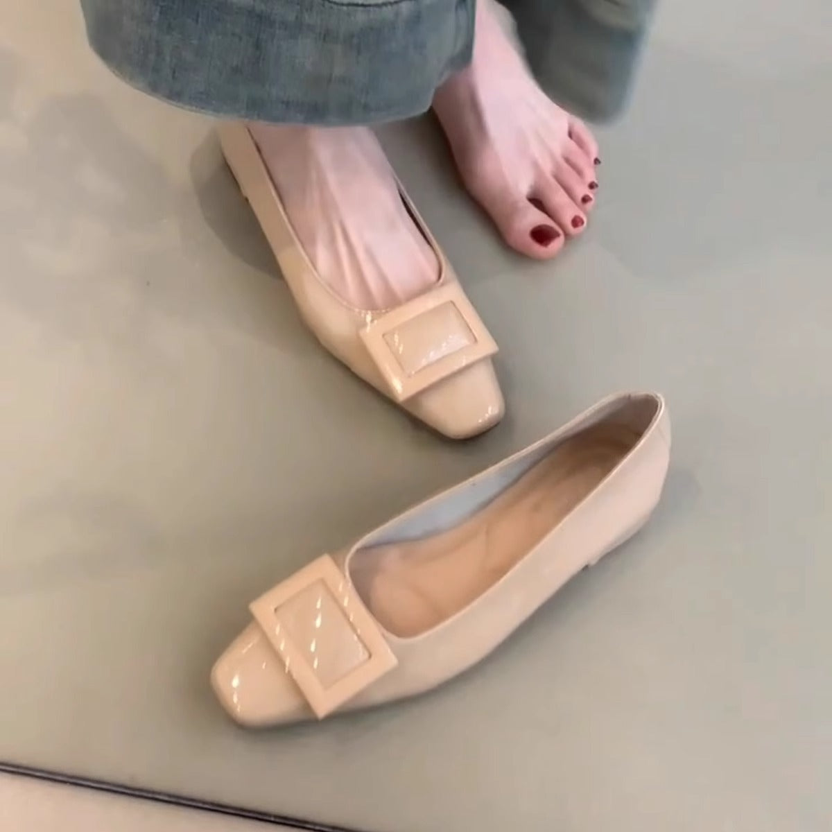 Damen Ballerinas Komfortabel Faltbar