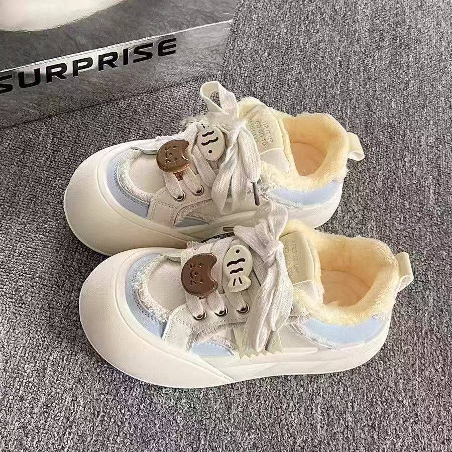 Damen Sneaker Weich Flauschig Schnürsenkel