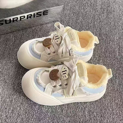 Damen Sneaker Weich Flauschig Schnürsenkel