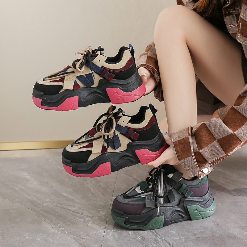 Damen Sneaker Sportlich Chunky Schnellschnürer