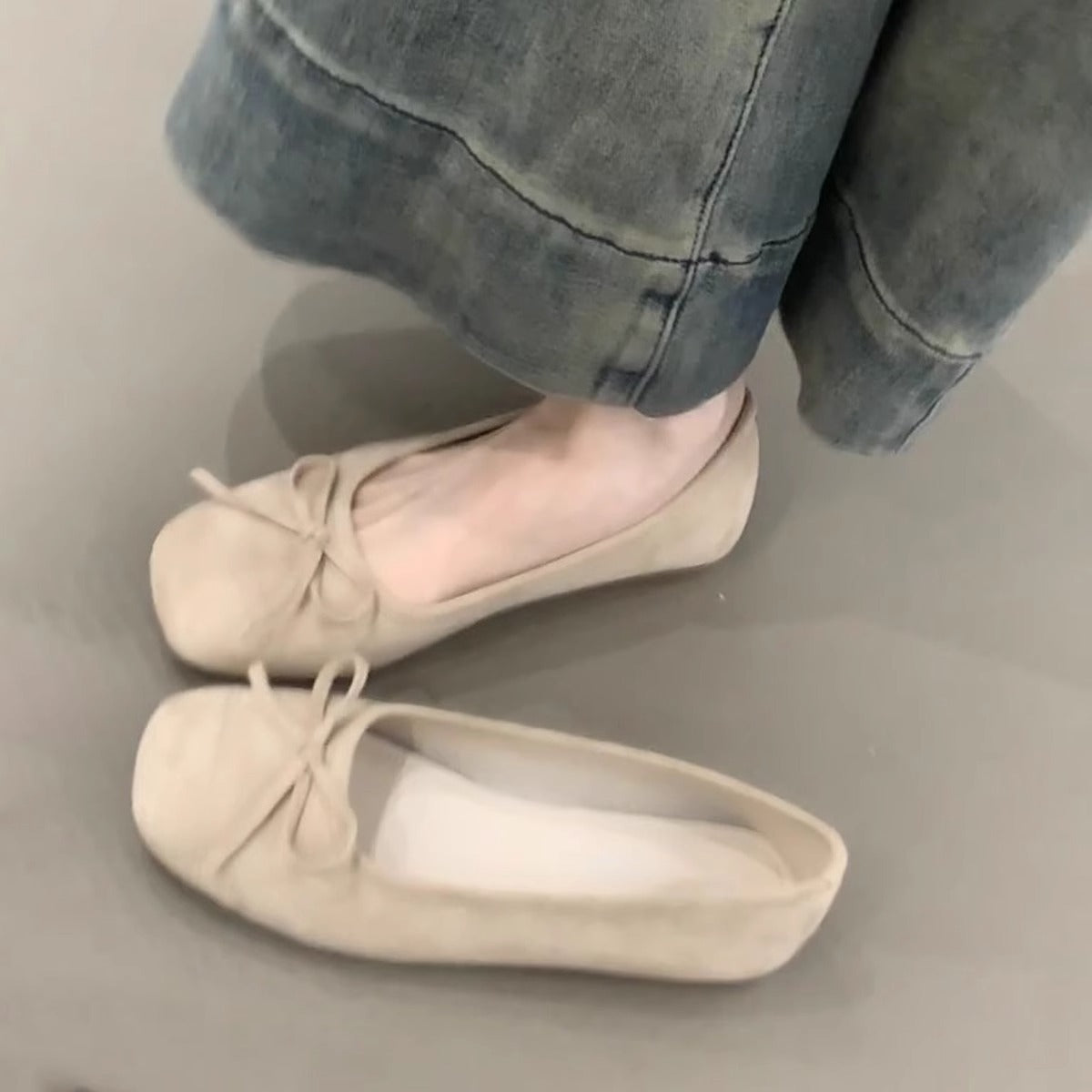 Damen Ballerinas Bequem Schleifen Detail Schwarz - Norvielle
