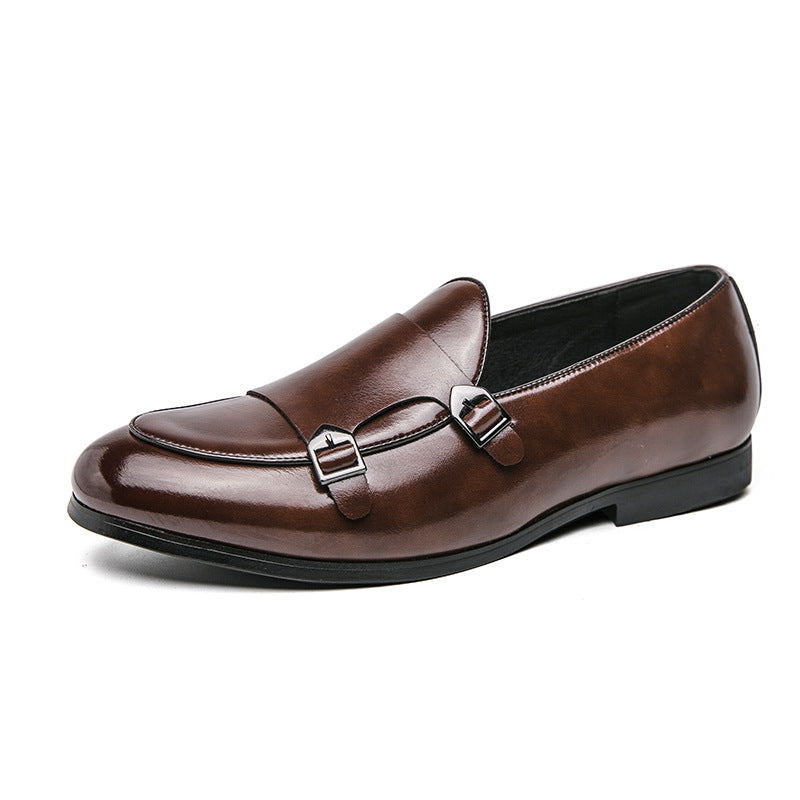 Damen Mokassins Elegante Doppelschnalle Leder
