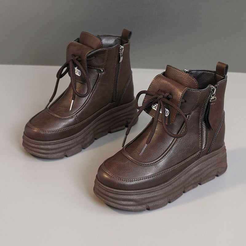 Damen Plateausneaker Hoch Reißverschluss Komfort Innenfutter