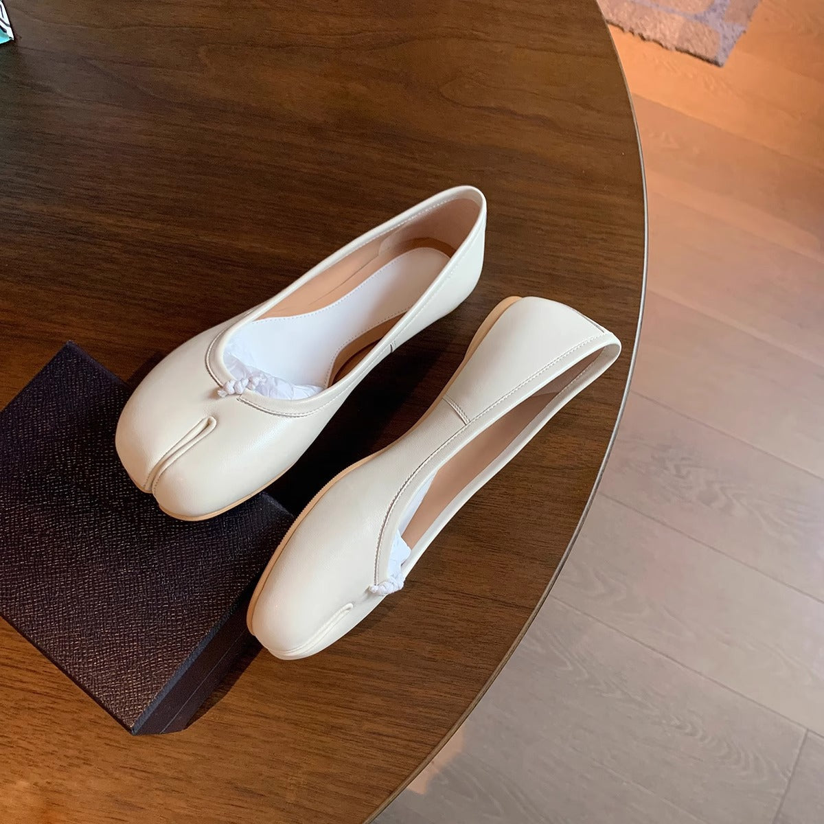 Damen Ballerinas Glänzend Mit Schleife
