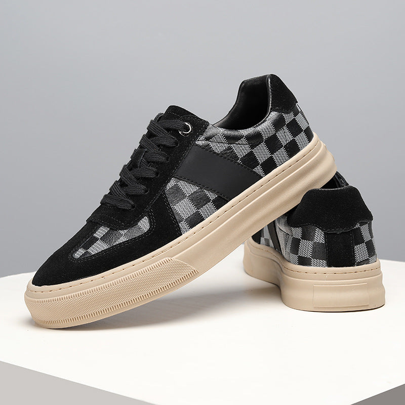 Damen Sneaker Karomuster Rutschfeste Sohle weiß
