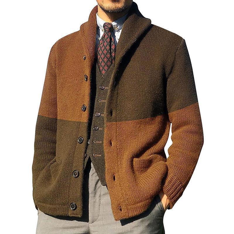 Herren Strickjacke Mit Kragen und Knöpfen Elegantes Design