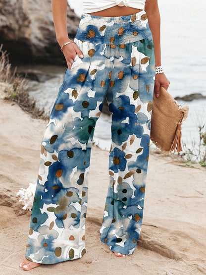 Damen Strandhose Bequem Elastisch Floral