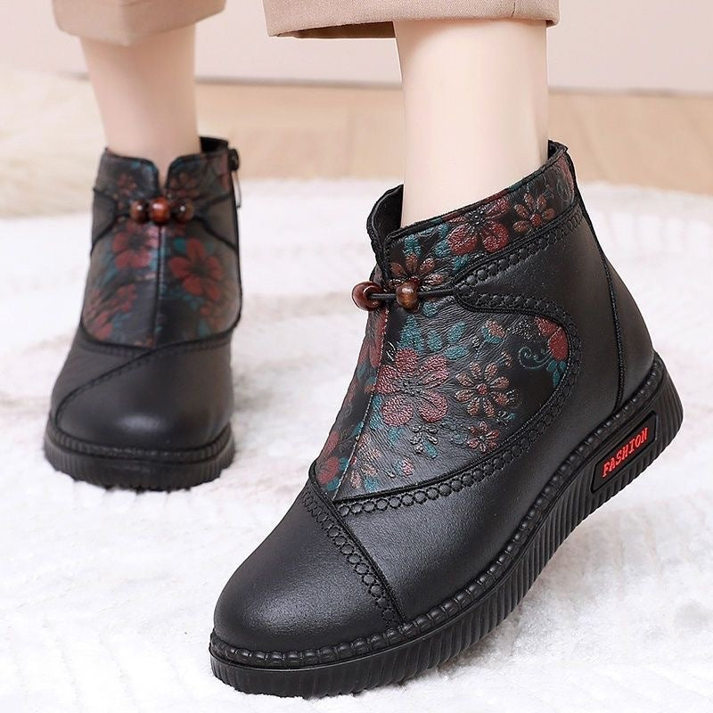 Damen Ankle Boots Schnürverschluss Elegant Floral