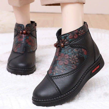Damen Ankle Boots Schnürverschluss Elegant Floral