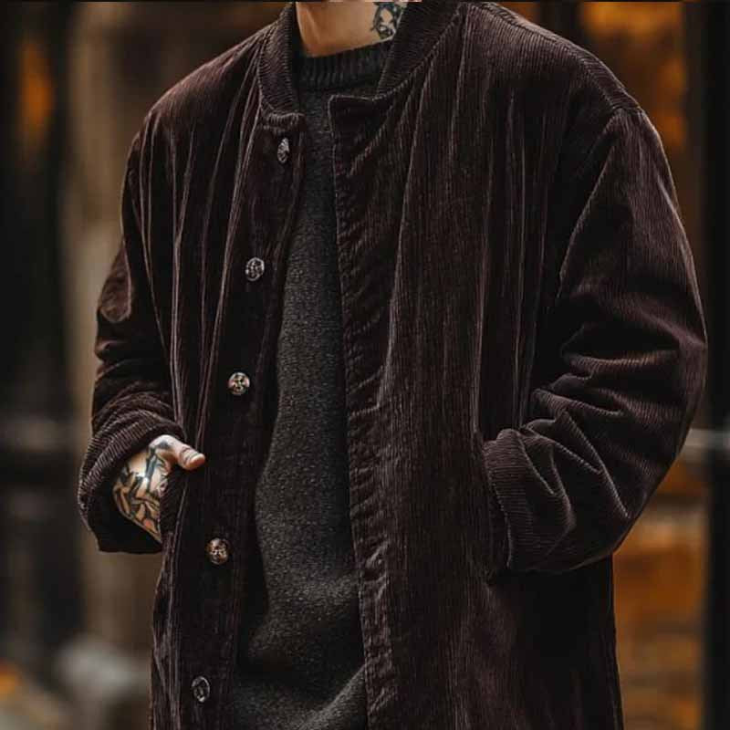 Herren Samtjacke Knopfverschluss Taschen