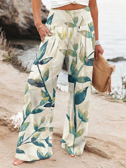 Damen Strandhose Bequem Elastisch Floral