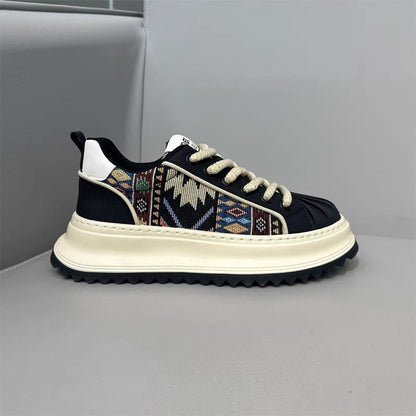 Damen Sneaker Ethnisches Design Komfortabel Schwarz - Norvielle