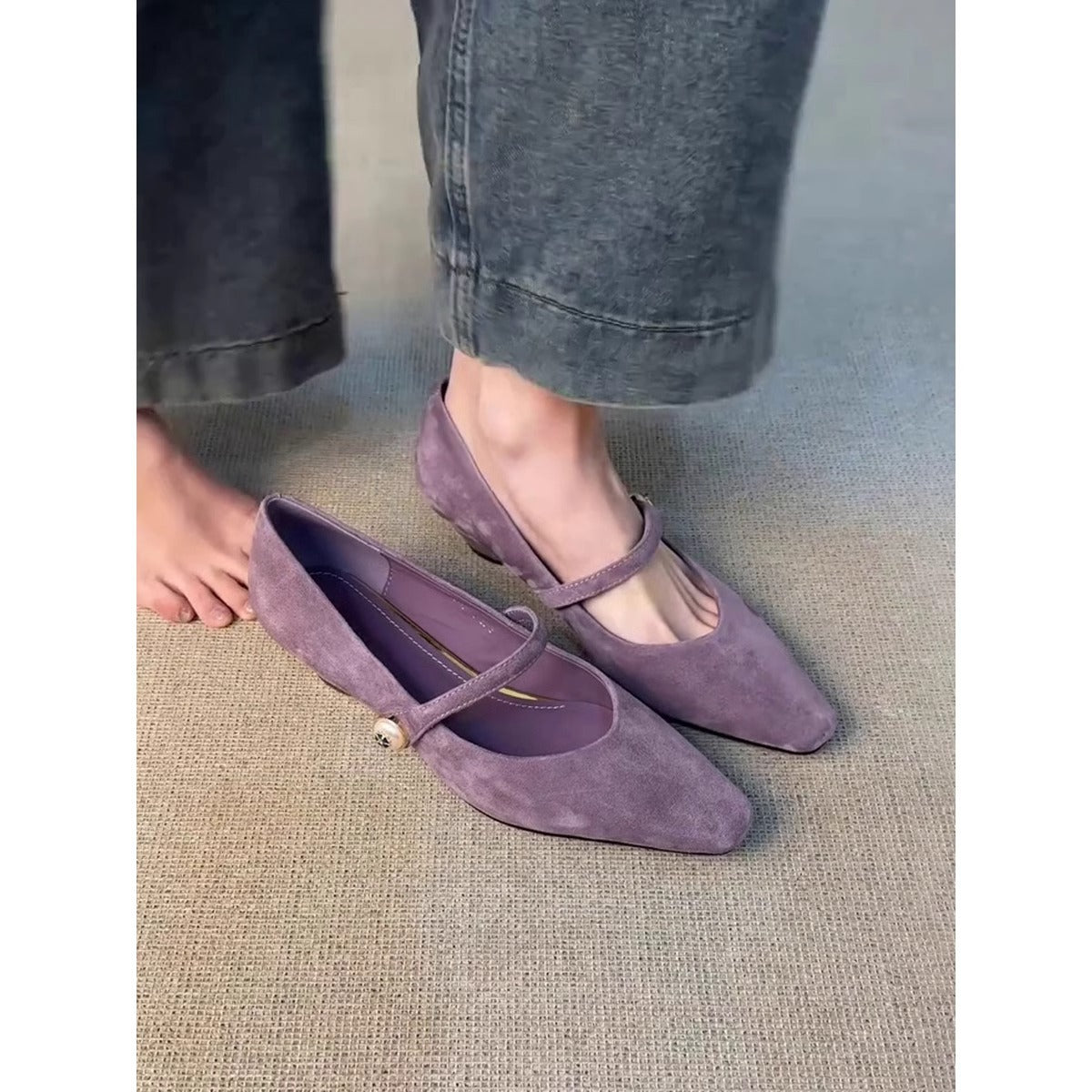 Damen Ballerinas Elegant mit Schnalle und Riemenverschluss