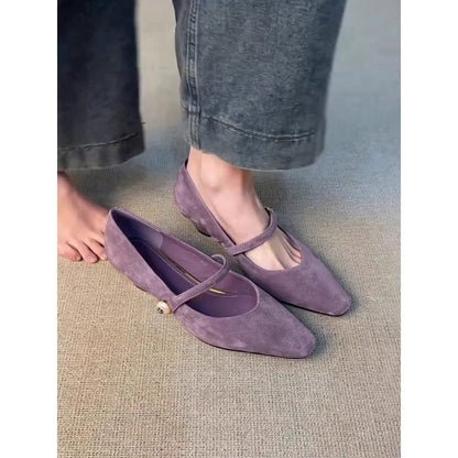Damen Ballerinas Elegant mit Schnalle und Riemenverschluss