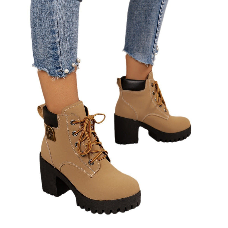 Damen High- Stiefeletten Plateauabsatz