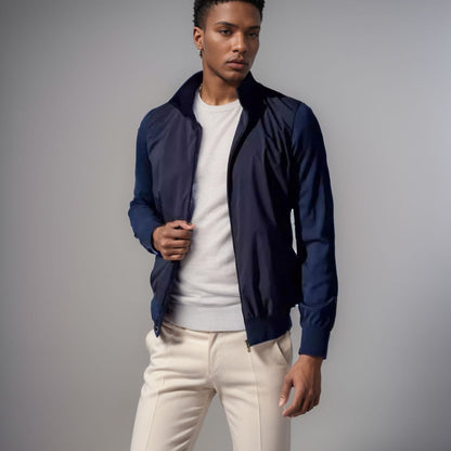 Herren Slim Fit Sommerjacke Lässig Reißverschluss Taschen Schwarz - Norvielle