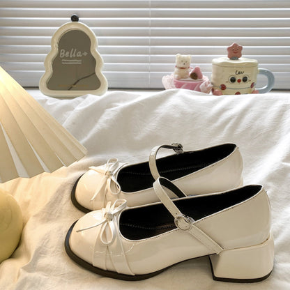 Damen Schuhe Mary Jane Eleganter Blockabsatz Mit Schleifen