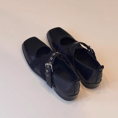 Damen Ballerinas Schuhe Riemen Glanzoptik