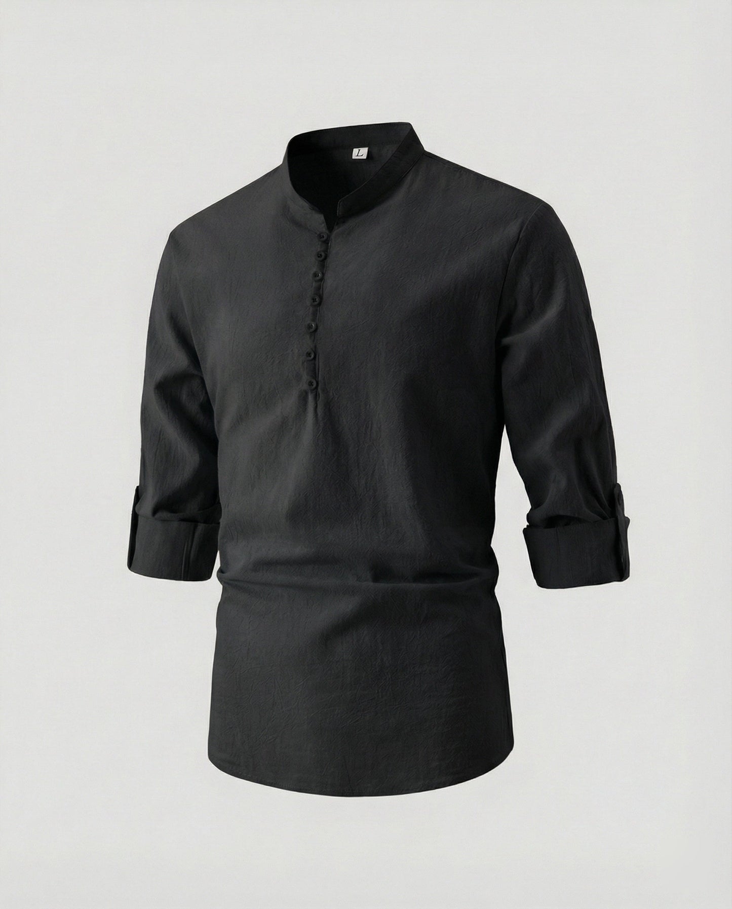 Herren Hemd Modern Hochgerollte Ärmel Knöpfe