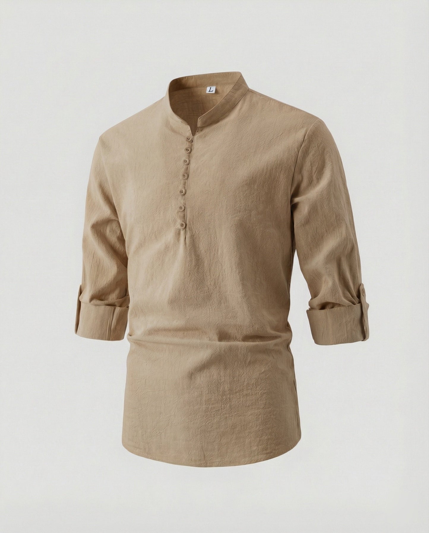 Herren Hemd Modern Hochgerollte Ärmel Knöpfe