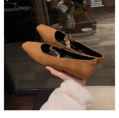 Damen Ballerinas Spitze Wildleder Schnalle
