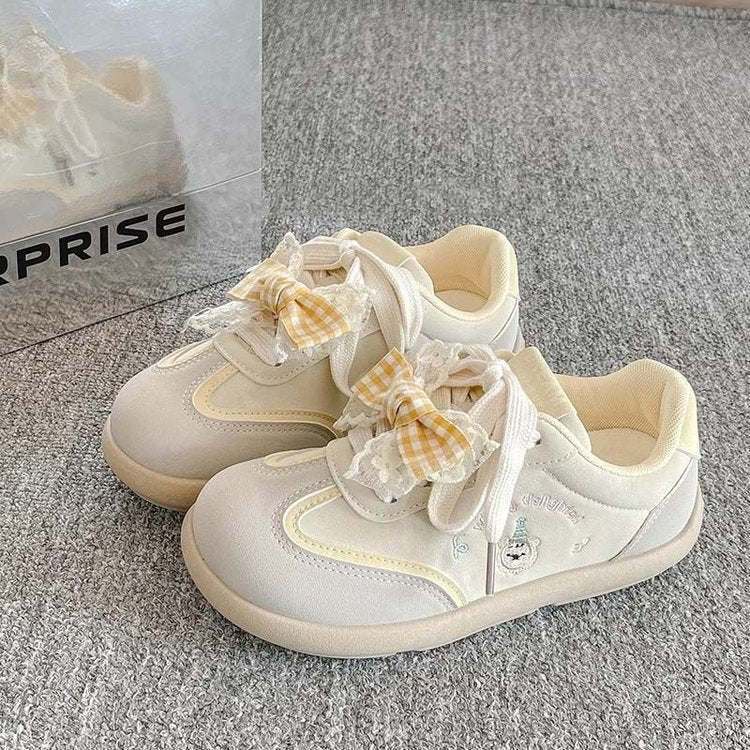 Damen Sneaker Bequem Rüschen Dekor