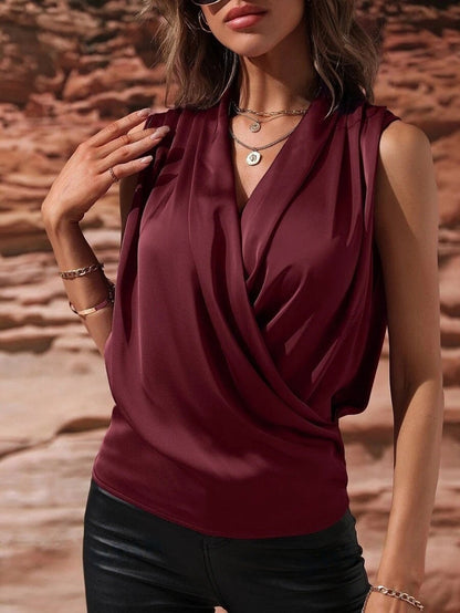 Damen Wickeltop Rafftiert Elegantes Design