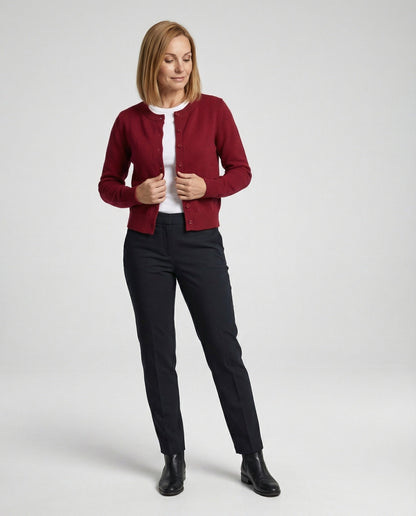 Damen Cardigan Feinstrick Rippborte Kurz Modern