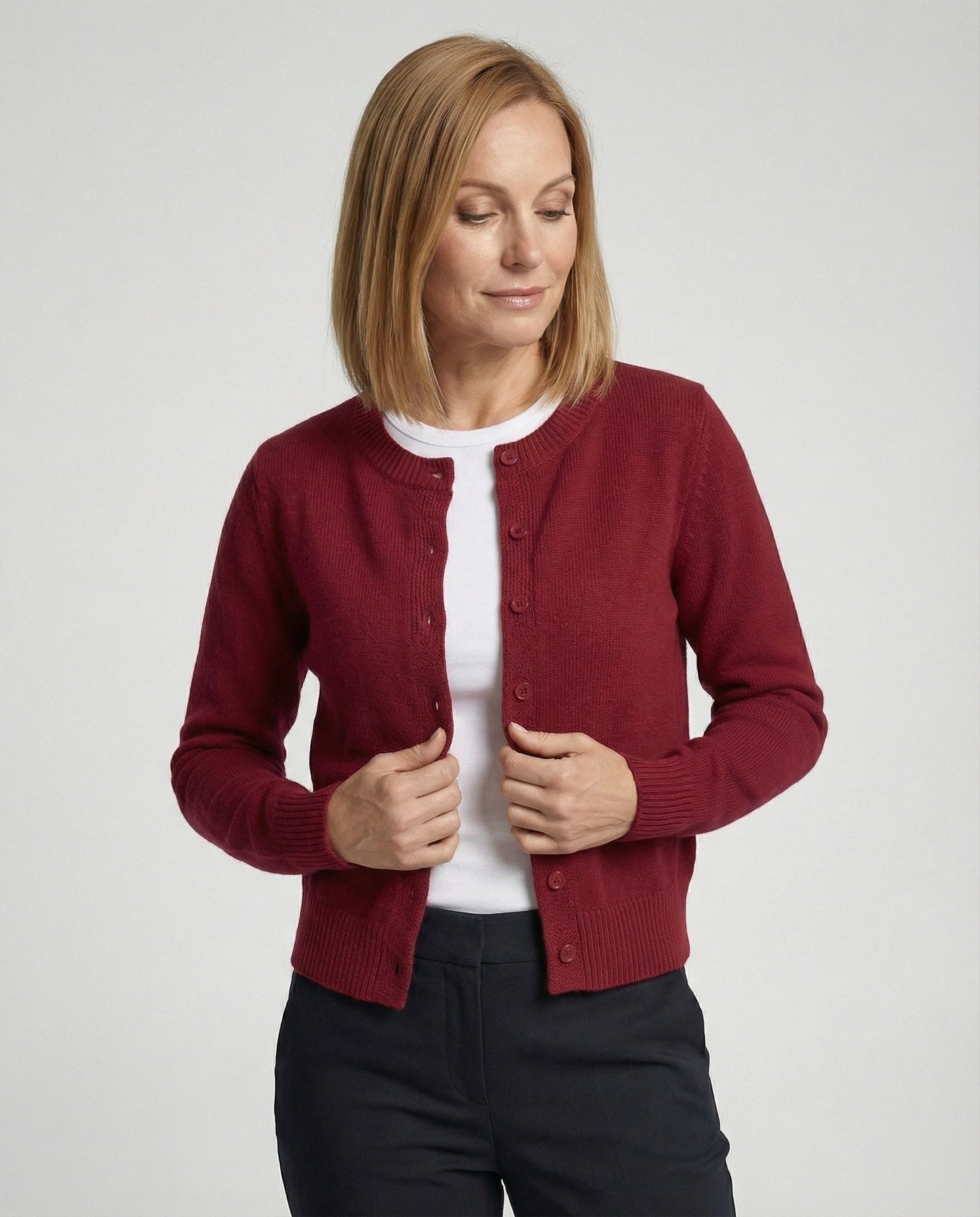 Damen Cardigan Feinstrick Rippborte Kurz Modern - Norvielle