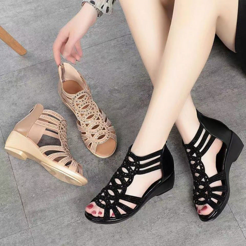 Damen Sandalen Glitzer Cut-Out Design Elegant